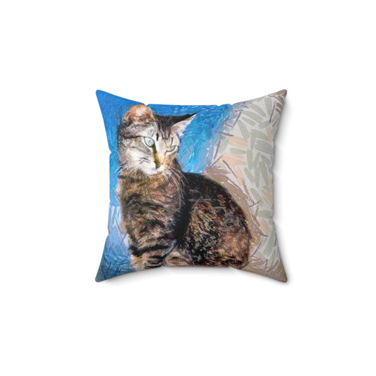Cat 'Teris of Tinos' Spun Polyester Throw Pillow