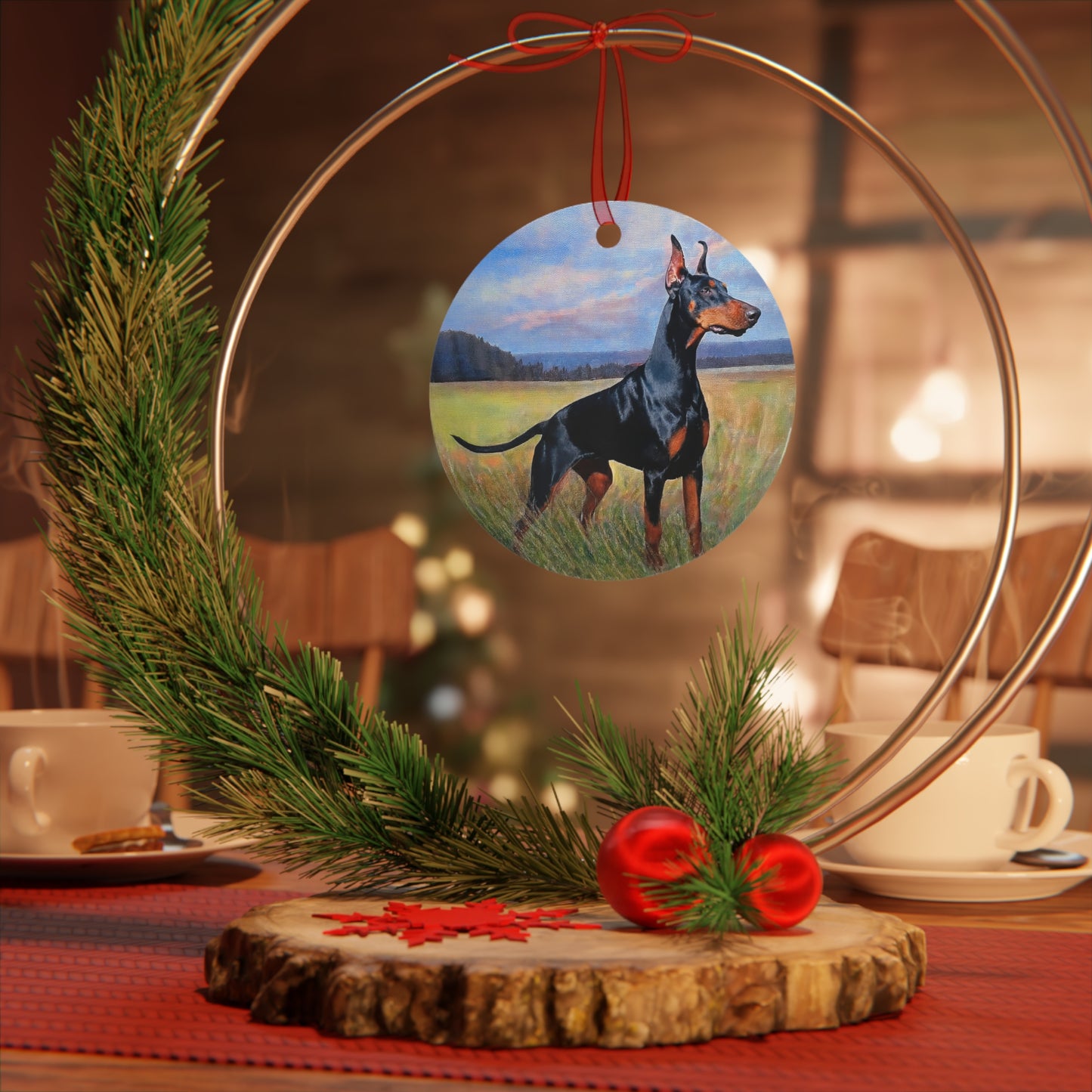 Doberman Pinscher Metal Ornament