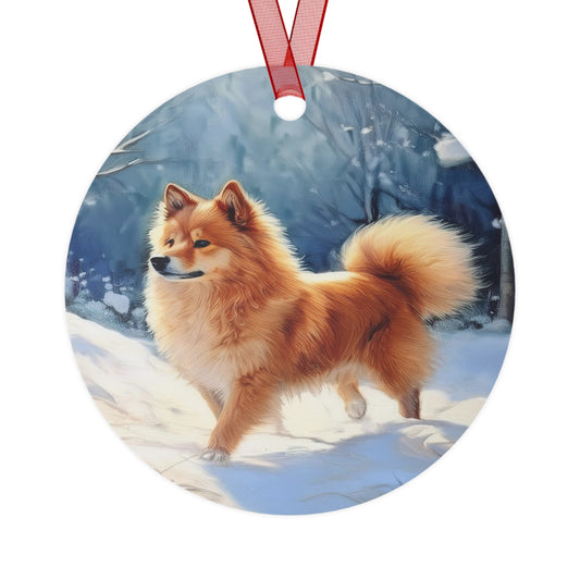 Finnish Spitz Christmas Tree Metal Ornaments
