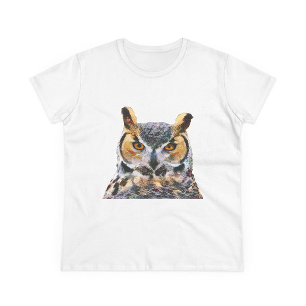 Great Horned Owl 'Hooty' Women's Midweight Cotton Tee