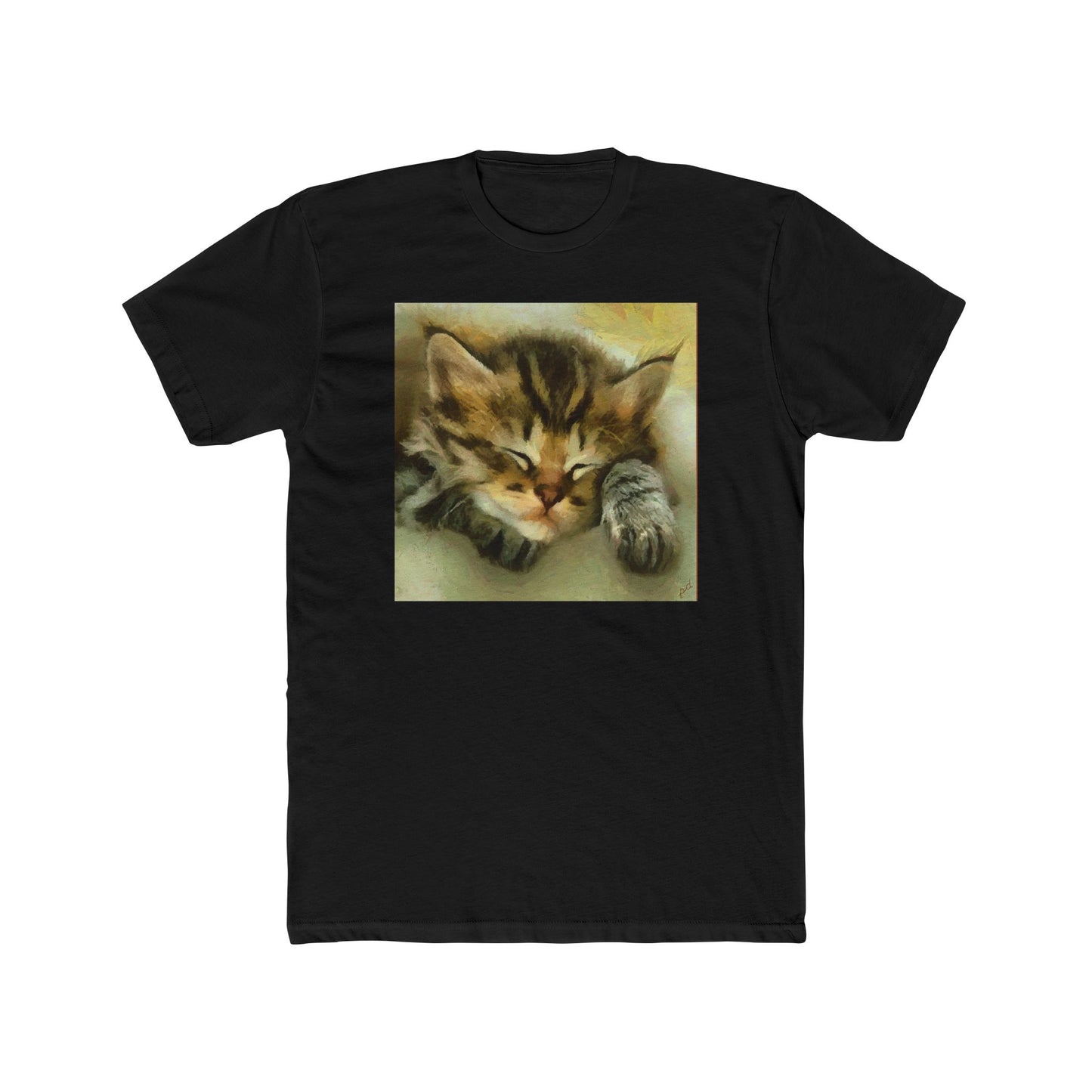 Sleepy Brucie the Cat - Men's Fitted Cotton Crew Tee