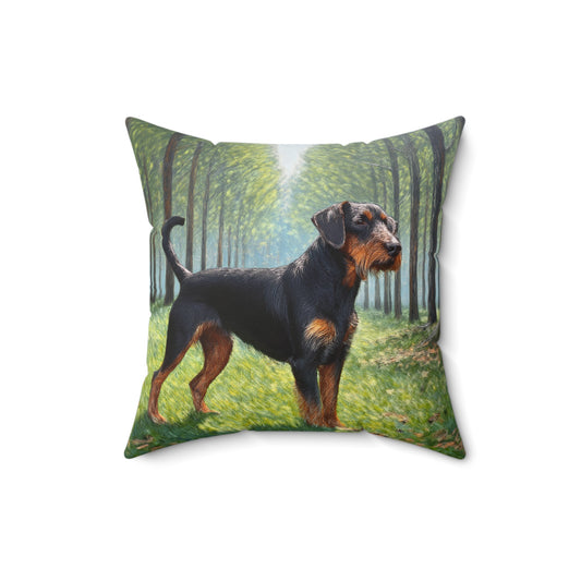 Deutscher Jagdterrier Spun Polyester Throw Pillow