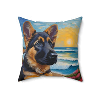 German Shepherd Puppy Spun Polyester Throw Pillow