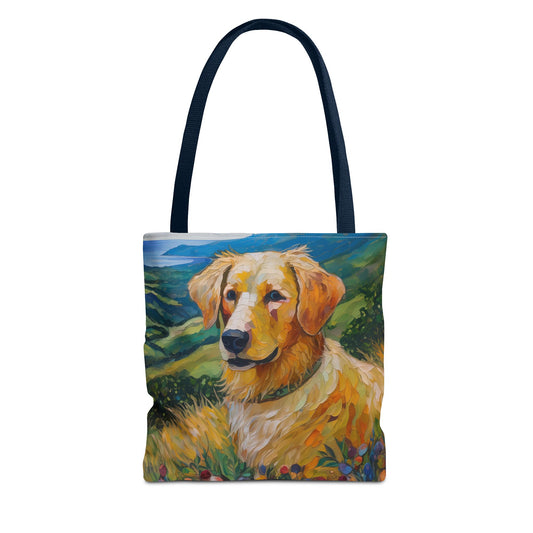 Golden Retriever Puppy Polyester Tote Bag (AOP)