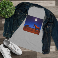 Horses In Moonlight - Relaxed Fit Women's Cotton Tee