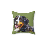 Bernese Mountain Dog Spun Polyester Throw  Pillow