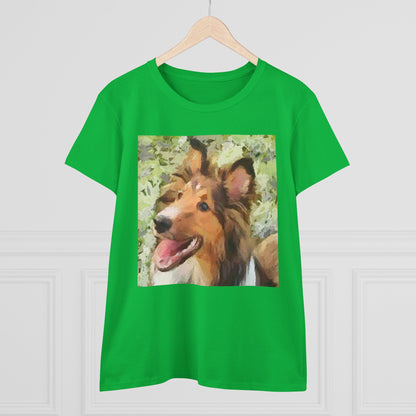Sheltie - Shetland Sheep Dog 'Sheltie Mae' Women's Midweight Cotton Tee