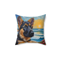 German Shepherd Puppy Spun Polyester Throw Pillow