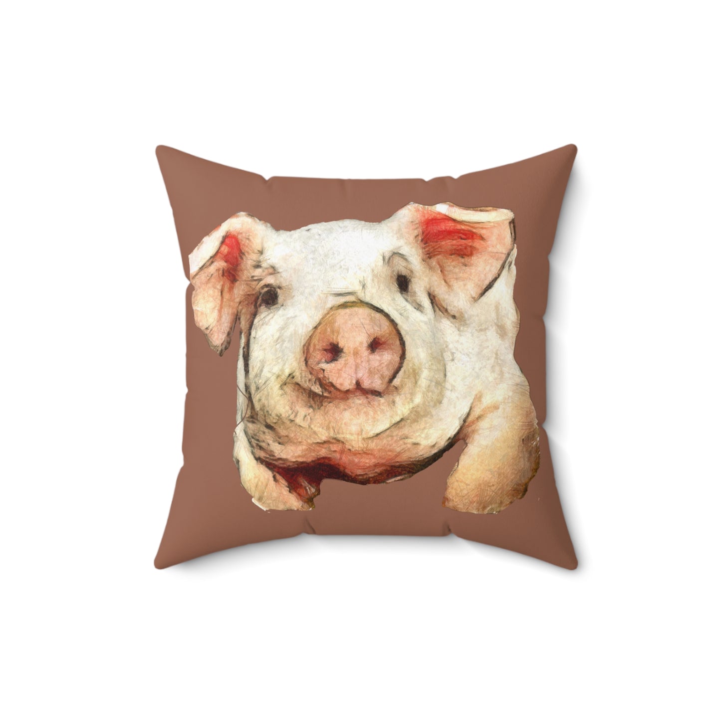 Pig 'Petunia'  Spun Polyester Throw Pillow