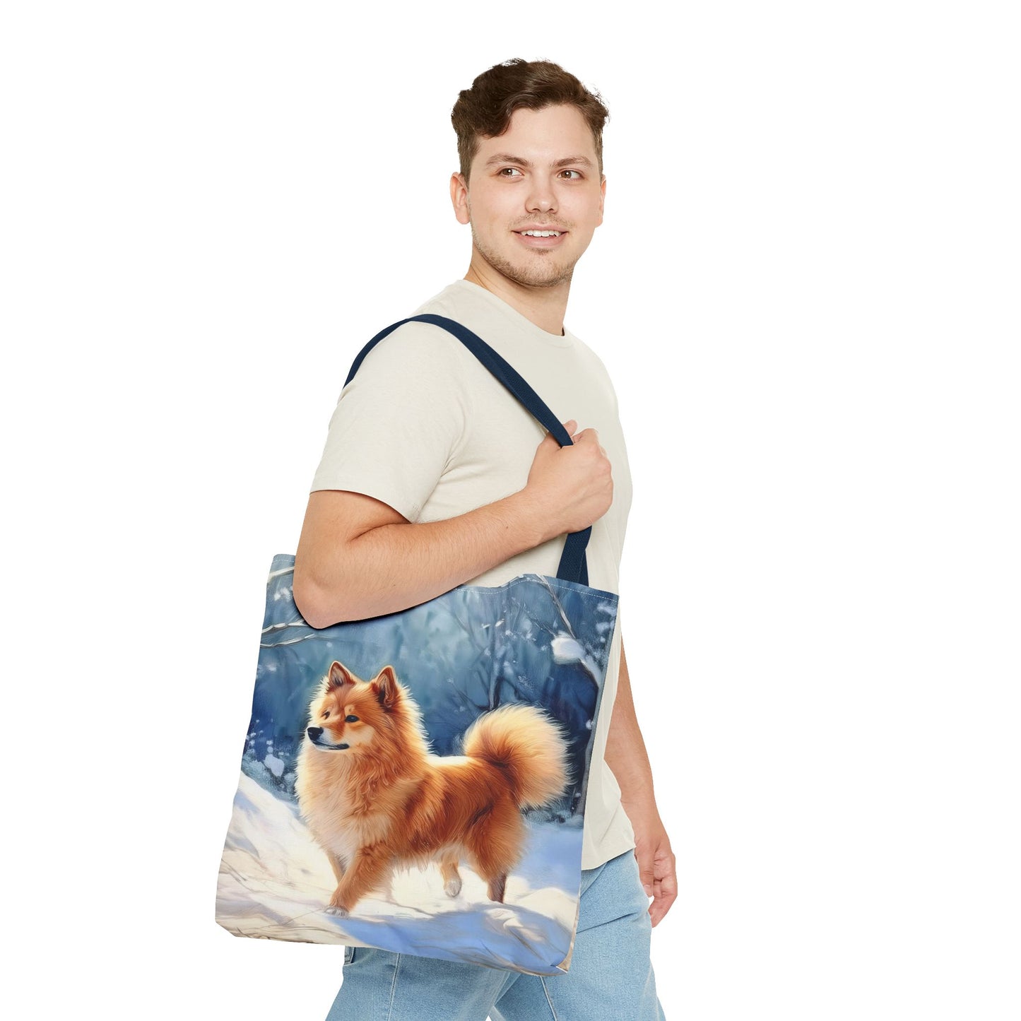 Finnish Spitz Polyester Tote Bag (AOP)