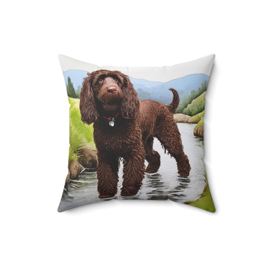 Irish Water Spaniel Spun Polyester Square Pillow