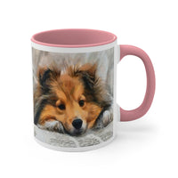 Shetland Sheep Dog - Sheltie 'Sleepy Sheltie' Accent Coffee Mug, 11oz