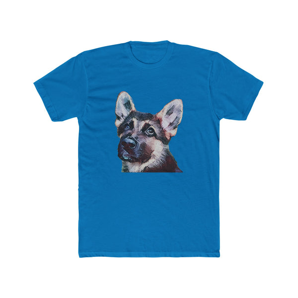 German Shepherd 'Sly' Men's Fitted Crew 100% Cotton T-Shirt