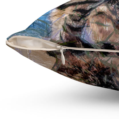 Cat 'Teris of Tinos' Spun Polyester Throw Pillow