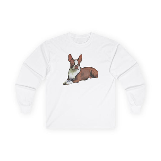 Boston Terrier - Brown & White Unisex Classic Cotton Long Sleeve Tee