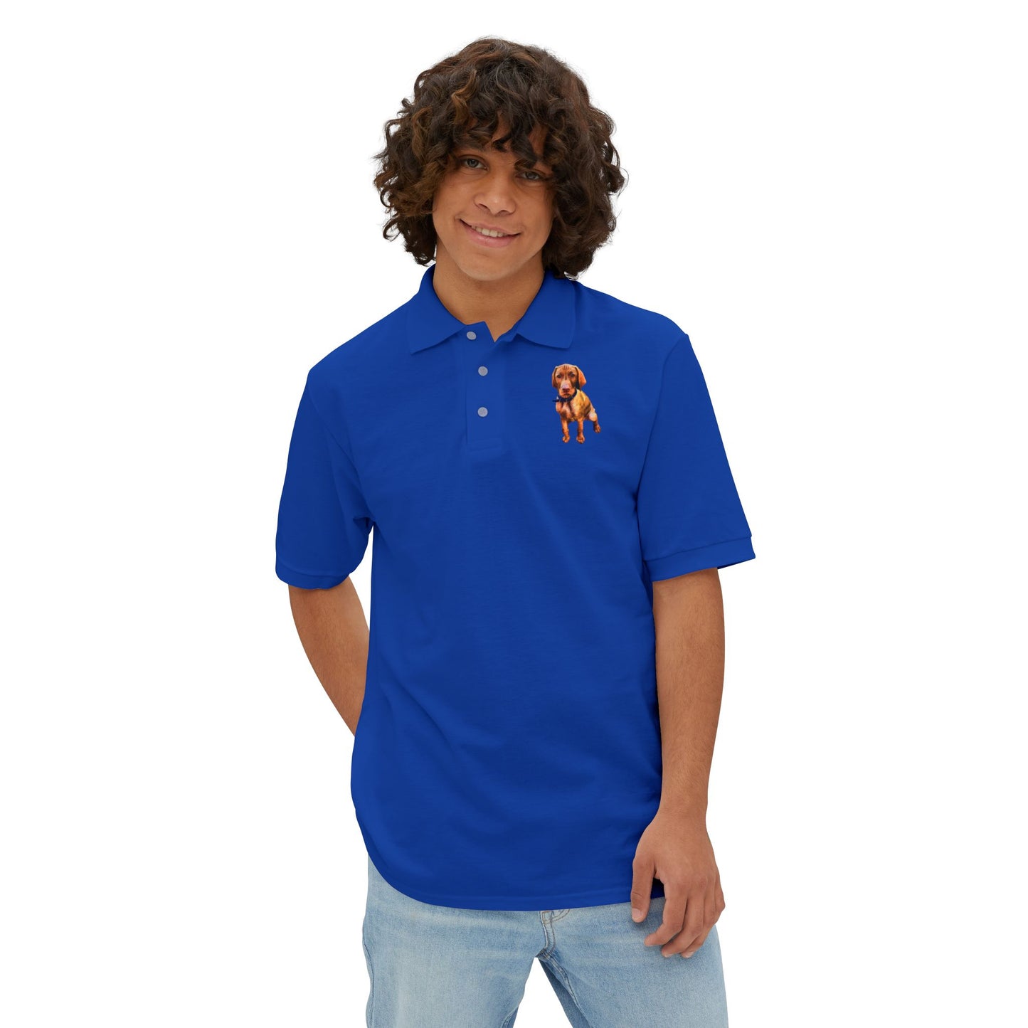 Hungarian Vizsla Puppy Men's Piqué Polo Shirt