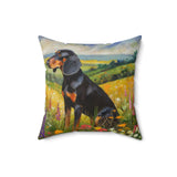 Black & Tan Coonhound - Spun Polyester Square Pillow