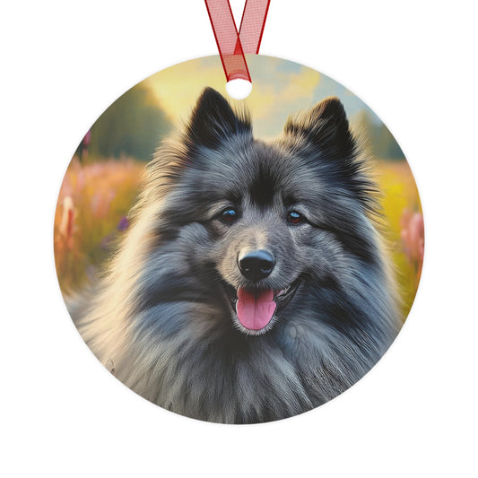 Keeshond Christmas Tree Metal Ornaments