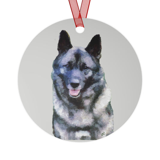 Norwegian Elkhound Christmas Tree Metal Ornaments