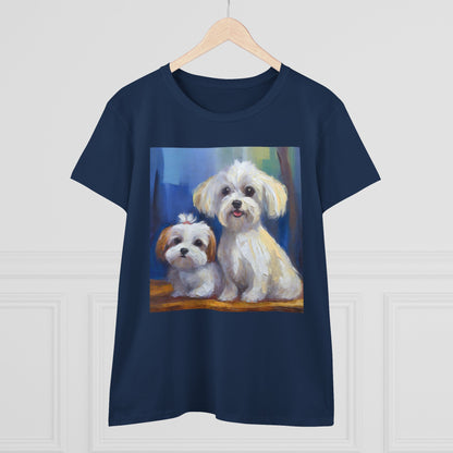 Maltese Puppies Women's Midweight Cotton Tee