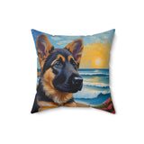 German Shepherd Puppy Spun Polyester Throw Pillow