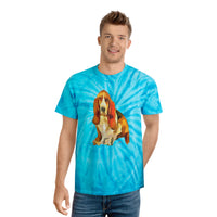 Basset Hound 'Lautrec'  Unisex Cotton Tie-Dye Tee, Cyclone