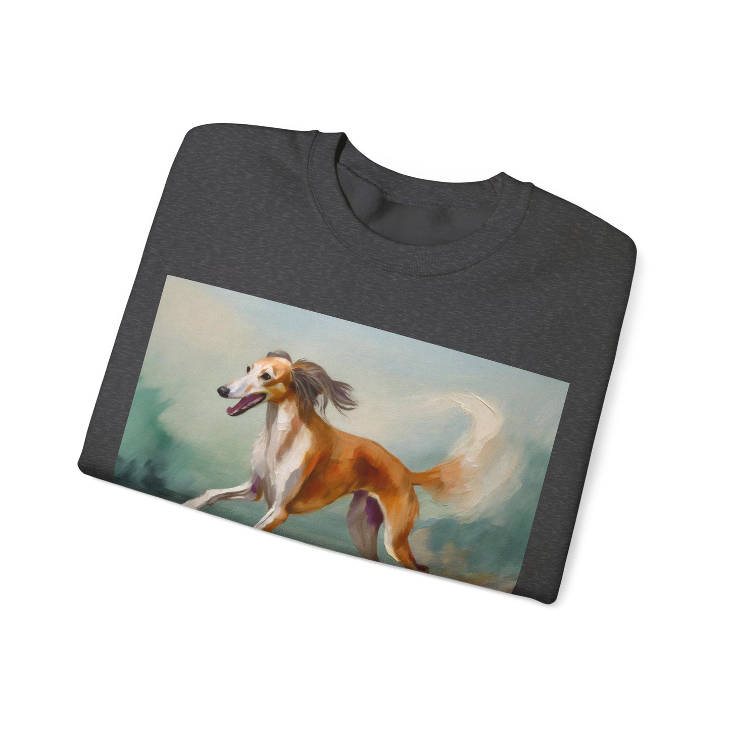 Saluki 'On the Run' Unisex 50/50 Crewneck Sweatshirt