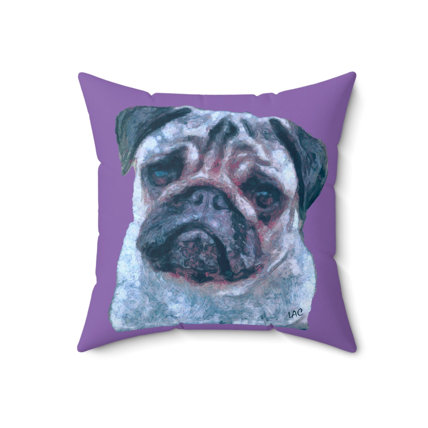 Pug 'Pompey' Spun Polyester Throw Pillow