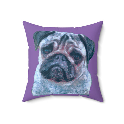Pug 'Pompey' Spun Polyester Throw Pillow