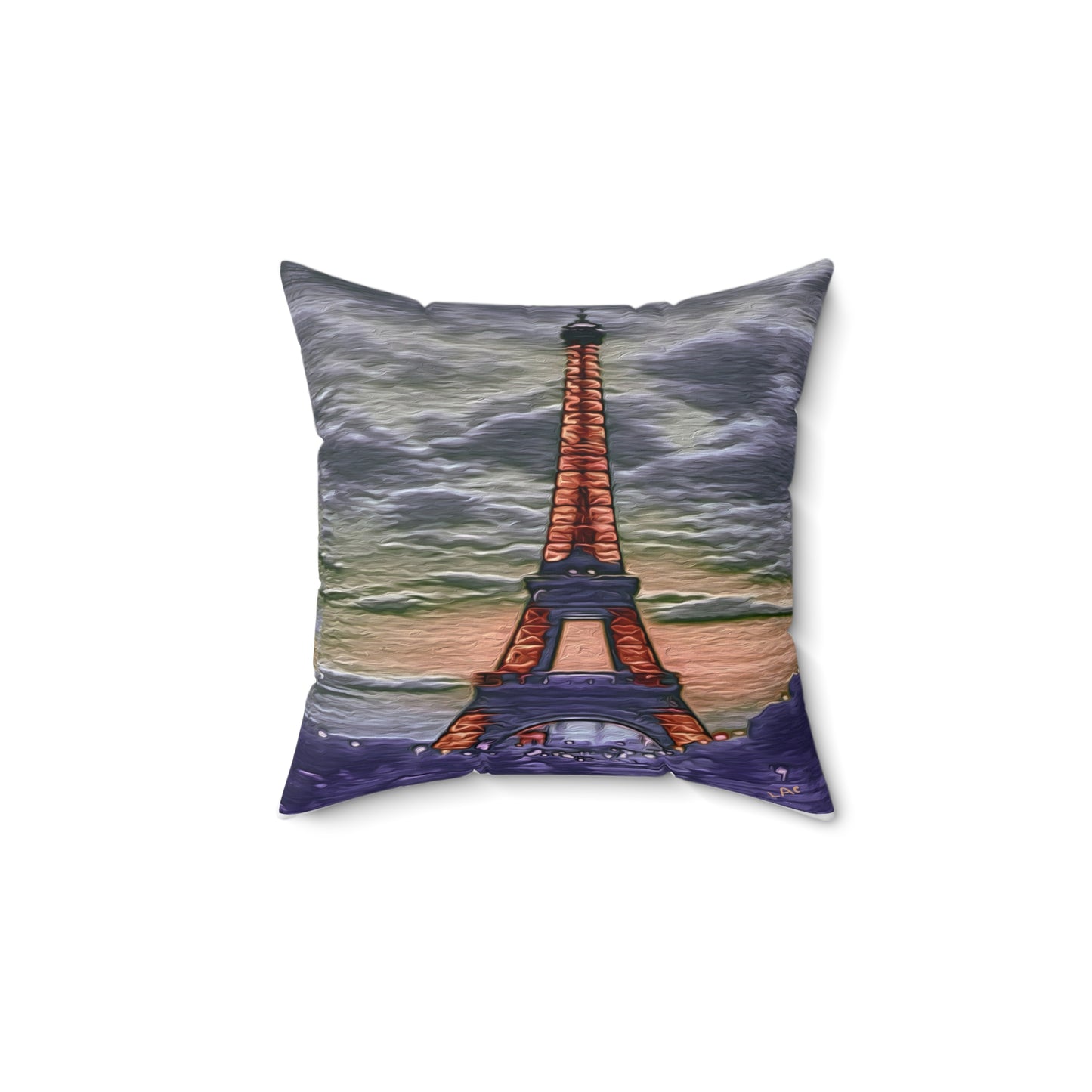 Eiffel Tower Sunset - Spun Polyester Throw Pillow