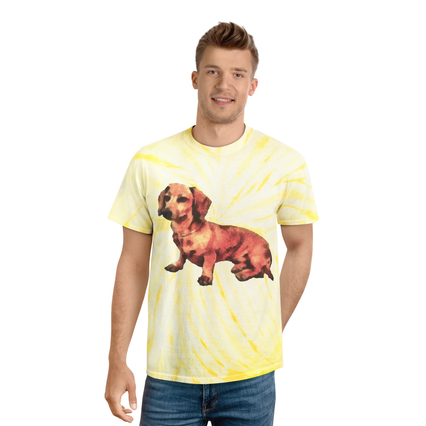 Dachshund 'Simone' Unisex Cotton Tie-Dye Tee, Cyclone