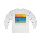 Blue Heron in Sunset Classic  Cotton Long Sleeve Tee