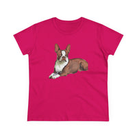 Boston Terrier Midweight Cotton Tee - Brown & White
