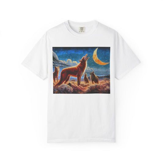 Coyotes under Moonlight Unisex Relaxed Fit Garment-Dyed T-shirt