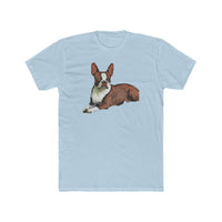 Boston Terrier - Brown & White  - Men's Fitted Cotton Crew Tee