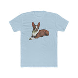 Boston Terrier - Brown & White  - Men's Fitted Cotton Crew Tee