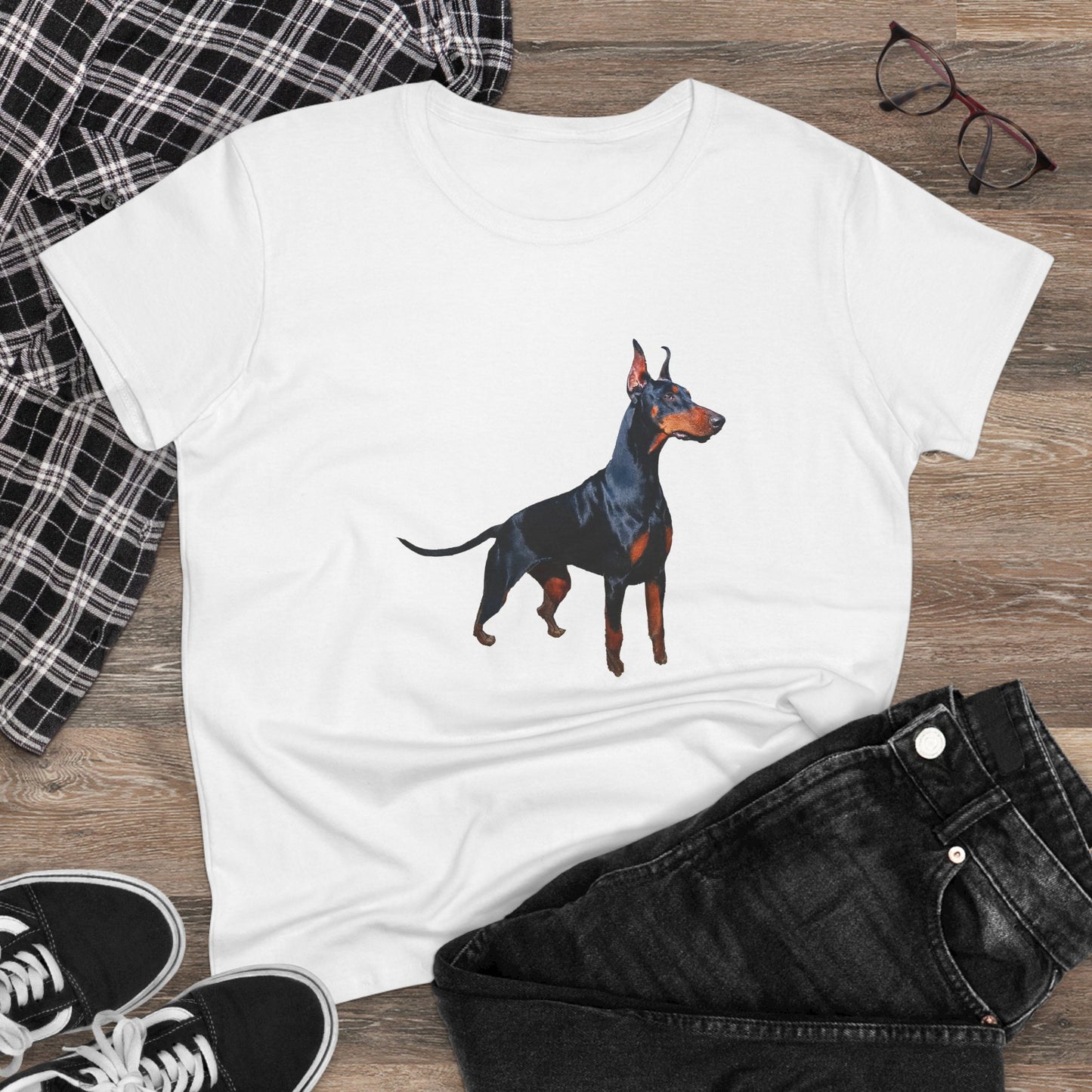Bold Doberman Pinscher - Women's Midweight Cotton Tee - Perfect for Dog Lovers
