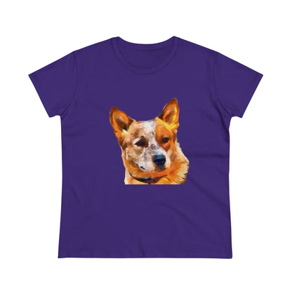 Red Heeler - Australian Cattle Dog Women's Midweight Cotton Tee: A Soft Embrace of Elegance