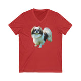 Japanese Chin Artistry Unisex Jersey Short Sleeve V-Neck Tee