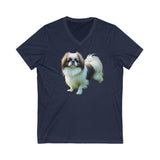 Japanese Chin Artistry Unisex Jersey Short Sleeve V-Neck Tee