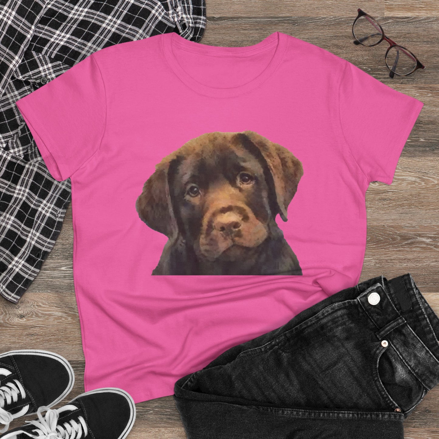 Chocolate Labrador Puppy 'Chocolate Lab' Women's Midweight Cotton Tee