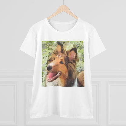Sheltie - Shetland Sheep Dog 'Sheltie Mae' Women's Midweight Cotton Tee