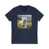 "Westie Whimsy Unisex Jersey Short Sleeve V-Neck Tee"