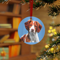 Gunner's Brittany Spaniel Metal Christmas Ornaments