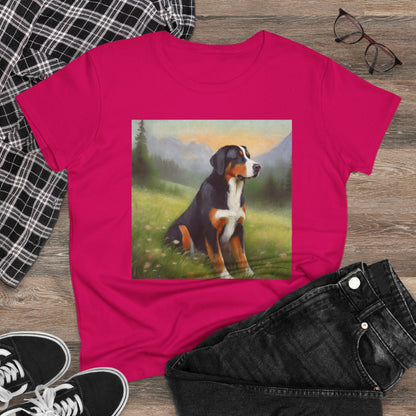 Greater Swiss Mountain Dog Women's Midweight Cotton Tee