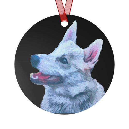 Norwegian Buhund Christmas Tree Metal Ornaments