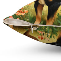 Black & Tan Shiba Inu  -  Spun Polyester Throw Pillow