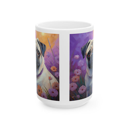 Pug - White Ceramic Mug - 2 Sizes