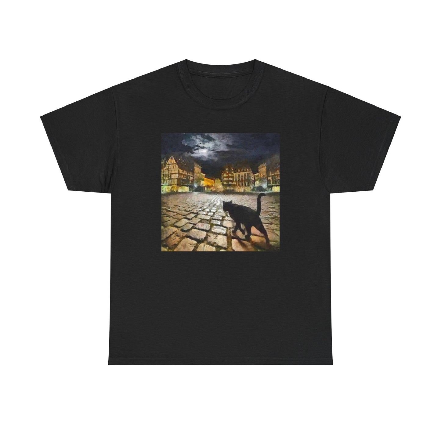 Night Cat Unisex Heavy Cotton Tee