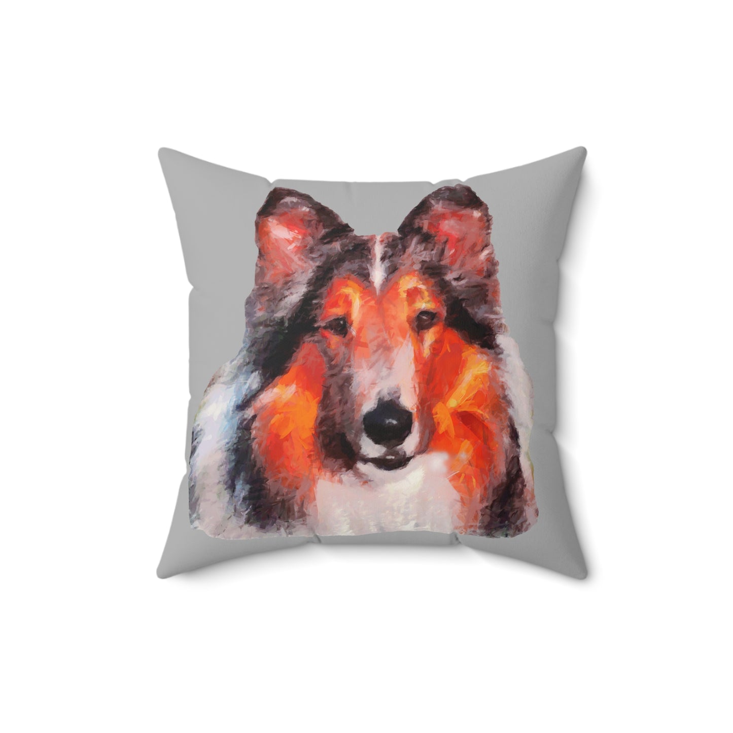 Rough Coated Collie Spun Polyester Throw Pillow